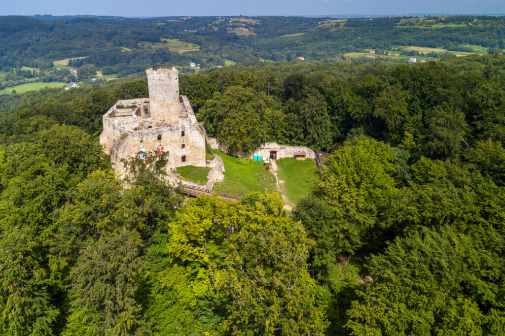 Zamek Lipowiec z lotu ptaka