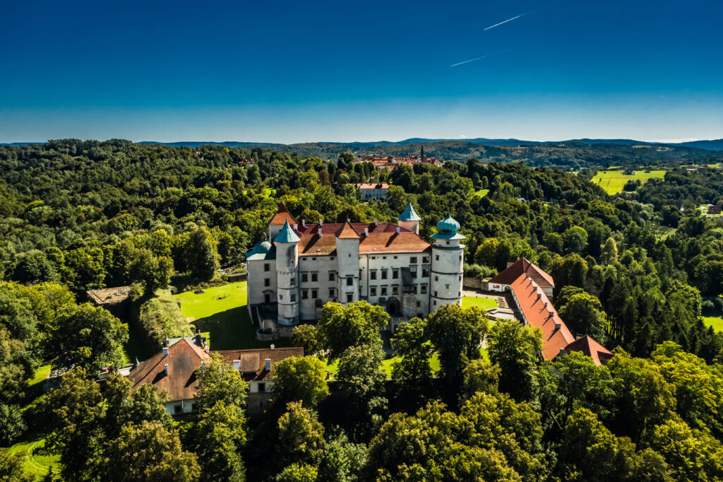 Zamek w Nowym Wiśniczu widziany z lotu ptaka